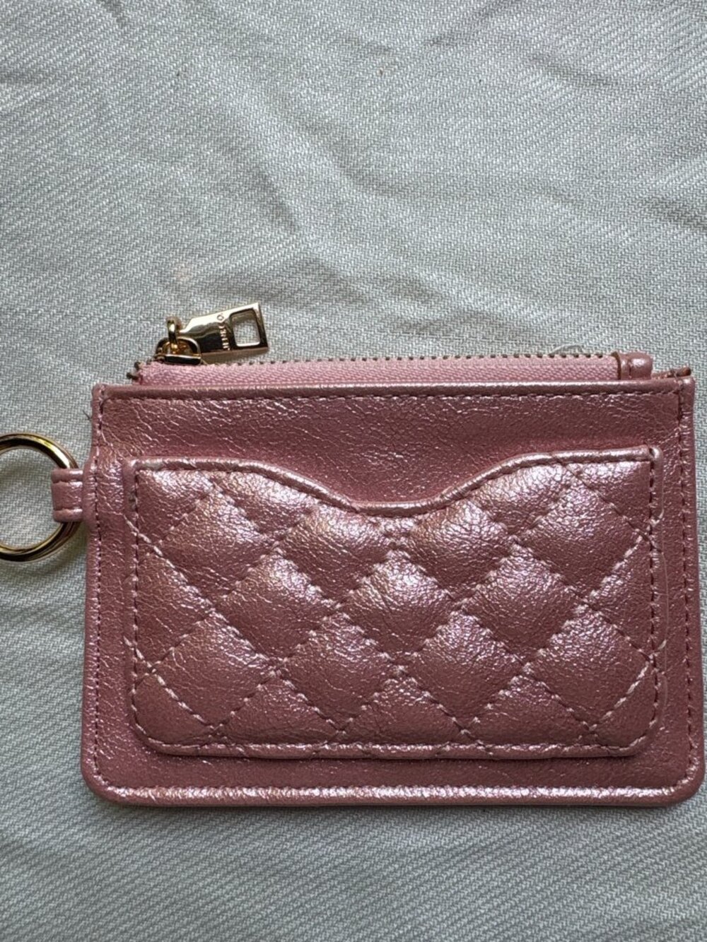 Jen & Co. Rhodes Quilted Metallic Pink Rose Gold Cushioned Vegan Leather Wallet
